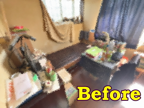 木市の洋間部屋片付けビフォー画像